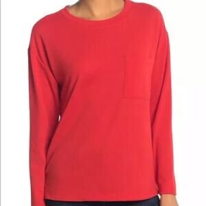 Sanctuary NWT Crew Neck Pocket Sweatshirt Red Size Small Lightweight Long Sleeve